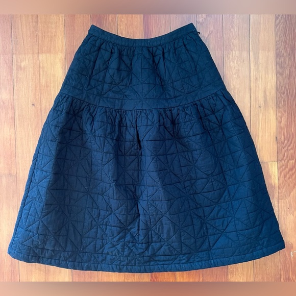 NWOT Madewell Quilted Crinkle Cotton Midi Skirt Black Size